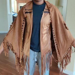 Janice 2pc Fringed Vest & Large Shawl set.
